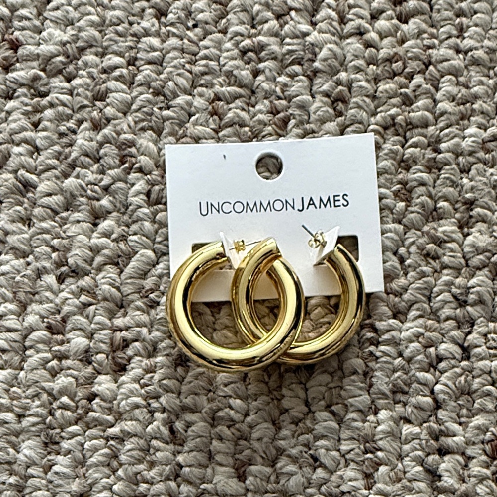 Uncommon James Shiny Gold Hoop Earrings